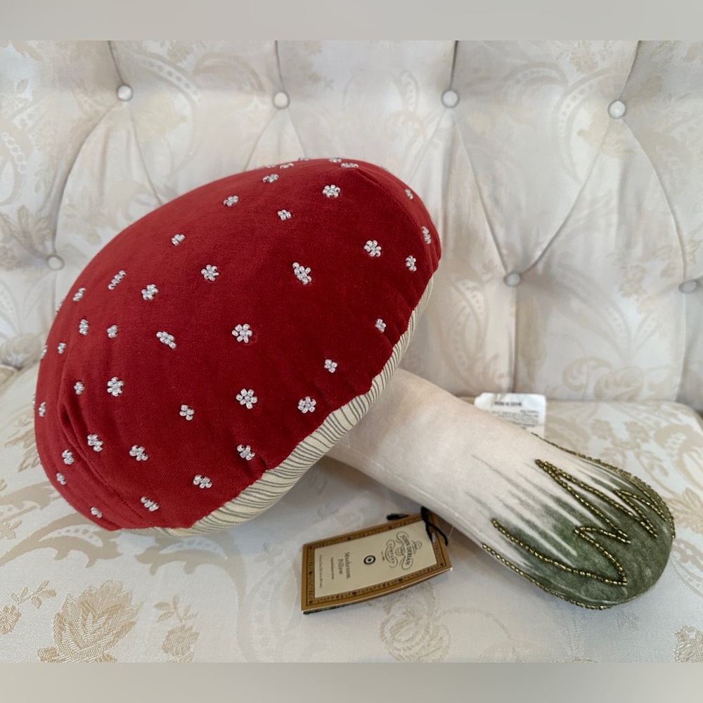 NWTs John Derian for Target Beaded Red Mushroom Plush Pillow